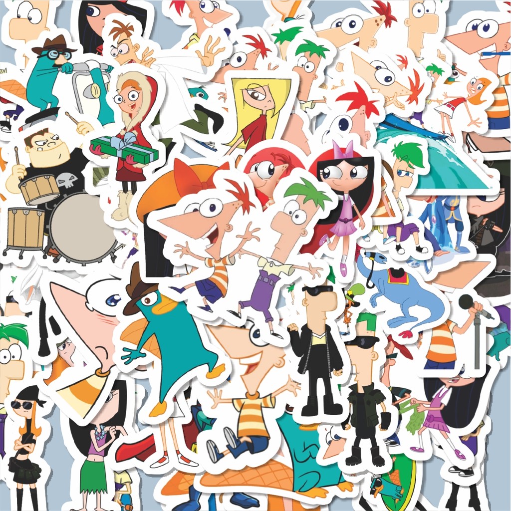 

100PCS Lucu Sticker Kartun Phineas And Ferb Sticker Stiker Aesthetic Stiker Anti Air Stikers Berperekat Waterproof sticker decal buat Motor Helm Buku Journal Koper Casing HP Laptop Botol Minum Hadiah anak