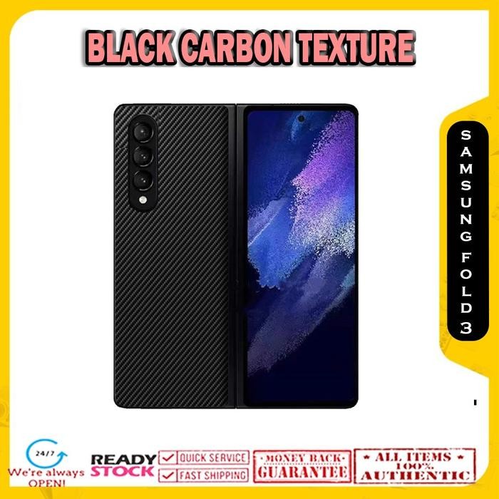 Case Samsung Z FOLD 3 FOLD3 Black Carbon TEXTURE (Front and Back)