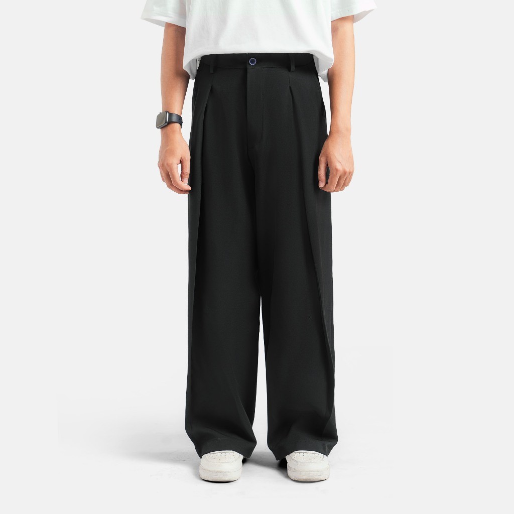 Kasual Celana Black City Loose Wide Pant Pria