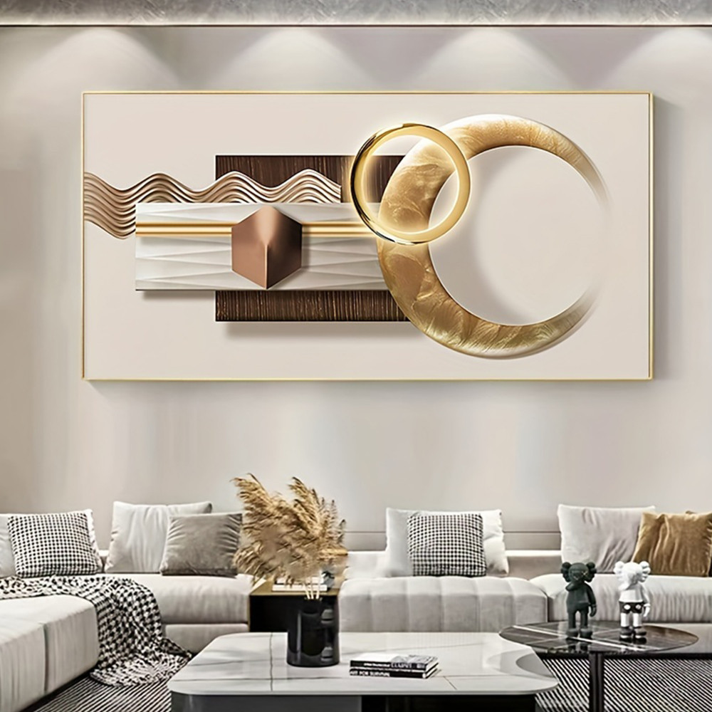 

Nordic Modern Minimalist Wall Art Golden Geometric Patterns HD Canvas Print Poster Home Living Room Bedroom Painting