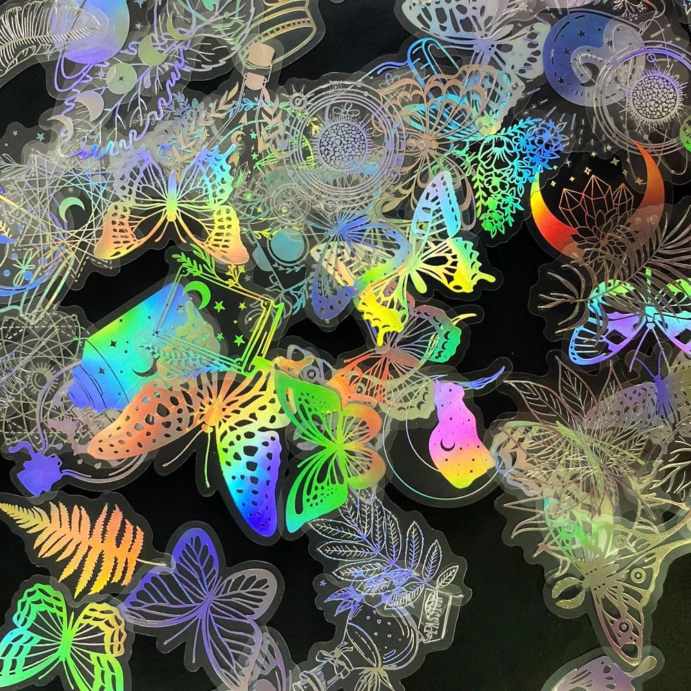 

10/30/50/100PCS Holographic Laser Butterfly PET Flash Dream Stickers Aesthetic Hand Account DIY Notebook Motorcycle Car Sticker