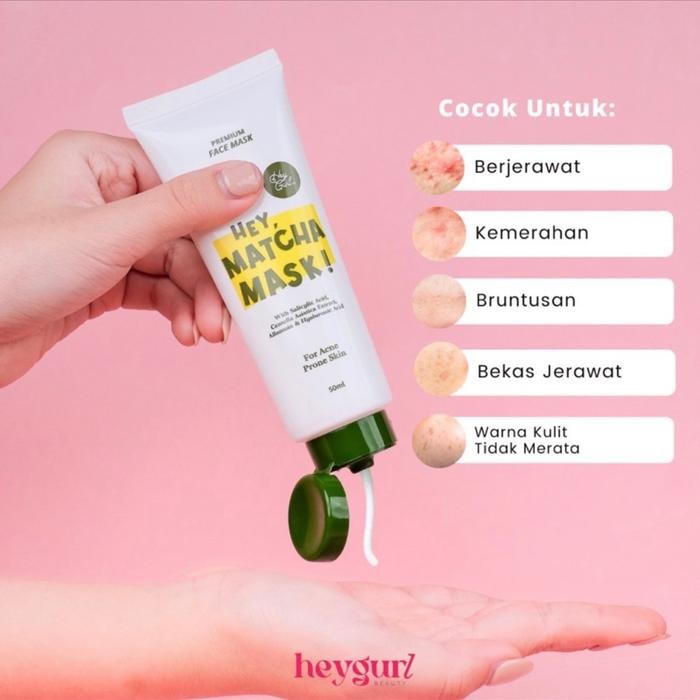Heygurl Clay Mask Delima & Matcha Masker Wajah - Matcha mask hyg