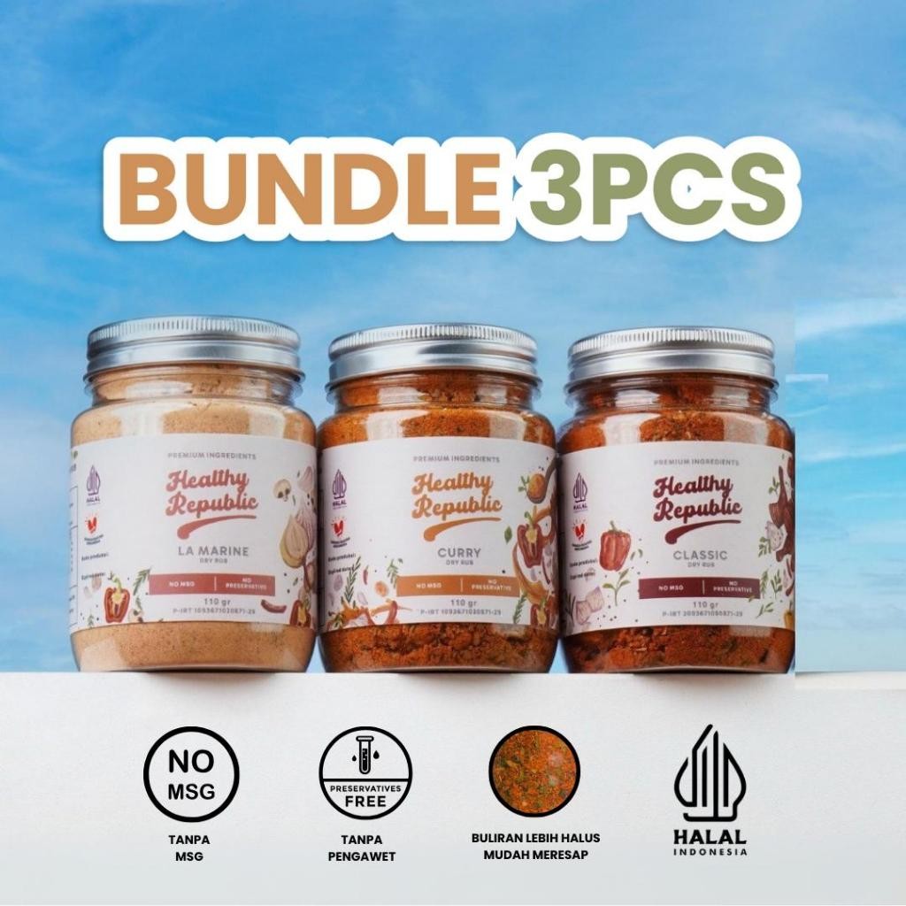 

NEW [ BUNDLE 3pcs ] Healthy Republic Bumbu Marinasi Serba Guna Rendah Kalori Rendah Lemak 110Gram PREMIUM