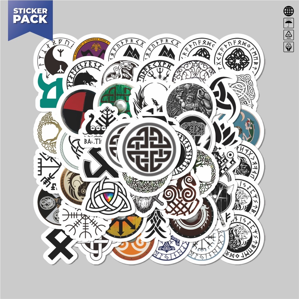 

[100PCS]Stiker Pack Sticker Totem Misterius Simbol Viking Aesthetic Vinyl Anti Air Dekorasi Sticker Laptop Buku Journal Koper Helm Casing HP Gitar Helm Skateboard