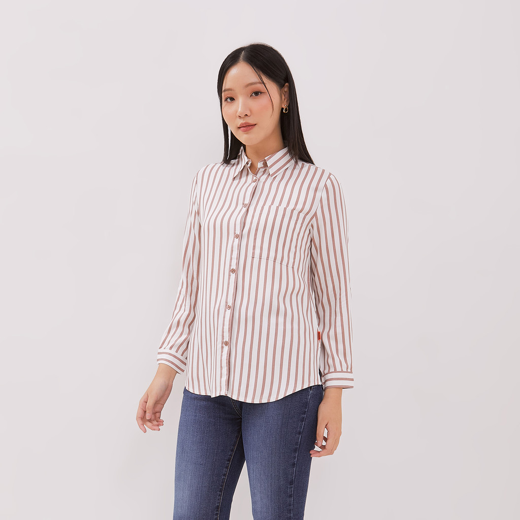 DUST Kemeja Kamina Garis Pink Comfease (D.116483)