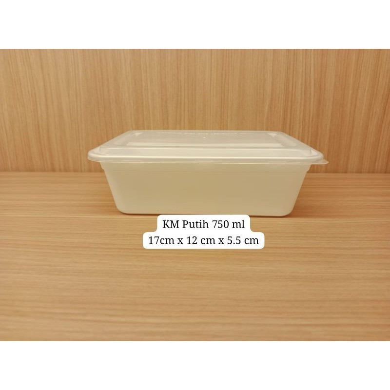 Thinwall Persegi 750 ml ,Food Container 750 ml (isi 10 pcs) Putih&Transparan