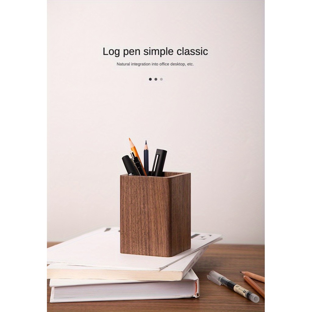 

Black Wa ut Wooden Desk Organizer - Versatile Storage for Office Supplies, Makeup Brushes & Accessories