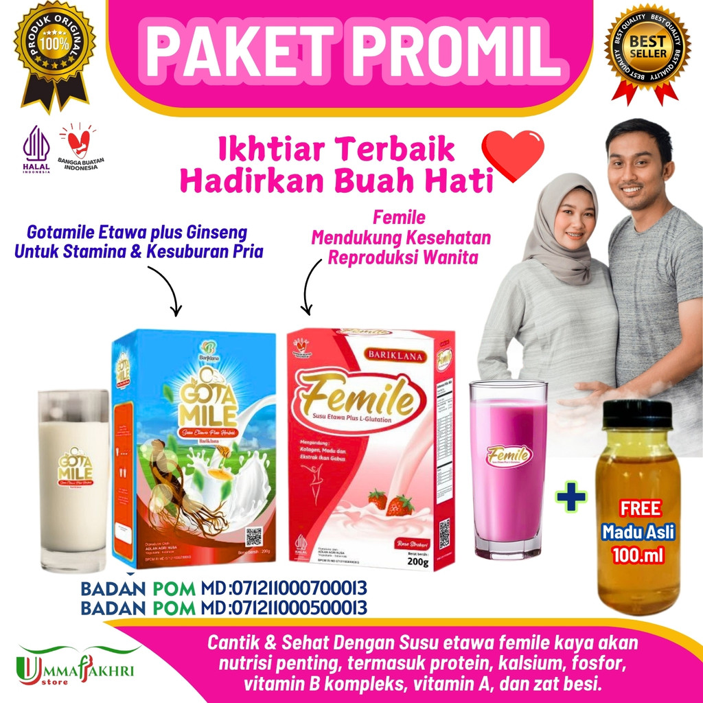 

[ Paket Promil ] Femile & Gotamile Susu Etawa Untuk Promil Meningkatkan kesuburan Pria dan Wanita