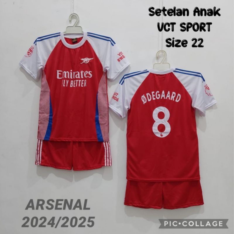setelan jersey bola anak warna merah putih terbaru
