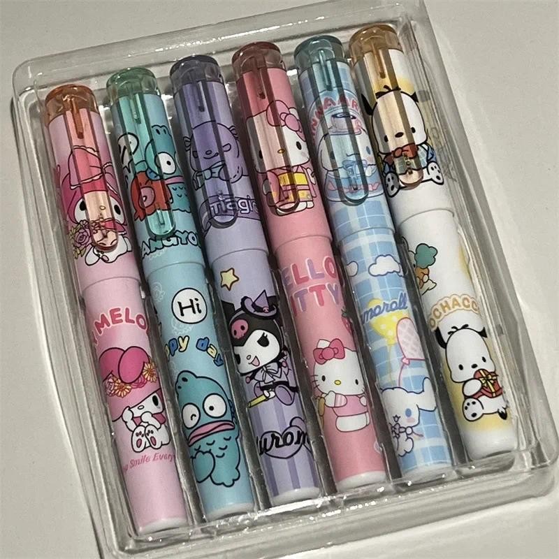 

Sanrio 6/12pcs Highlighter New Lolita Series Hello Kitty Kuromi Cute Graffiti Painting Pens Classroom Markers Student Stationery