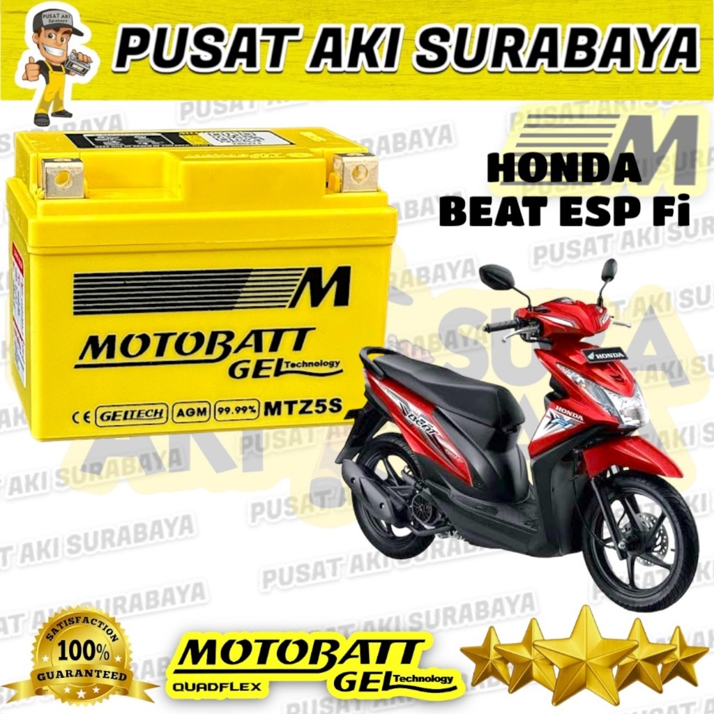 Pusat Aki Surabaya Aki Kering Motobatt MTZ5S Accu Sepeda Motor Honda Beat Esp Fi Beat Old Beat Esp B