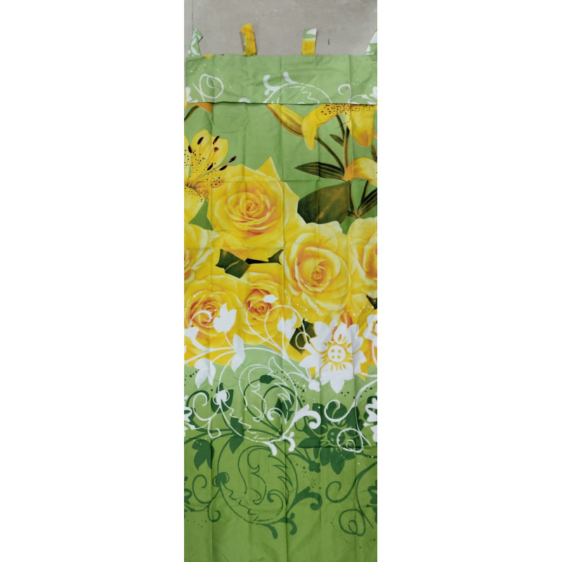 HOKICHAN [ JENDELA ] GORDEN TALI JENDELA + PONI MOTIF BUNGA MAWAR KUNING HIJAU