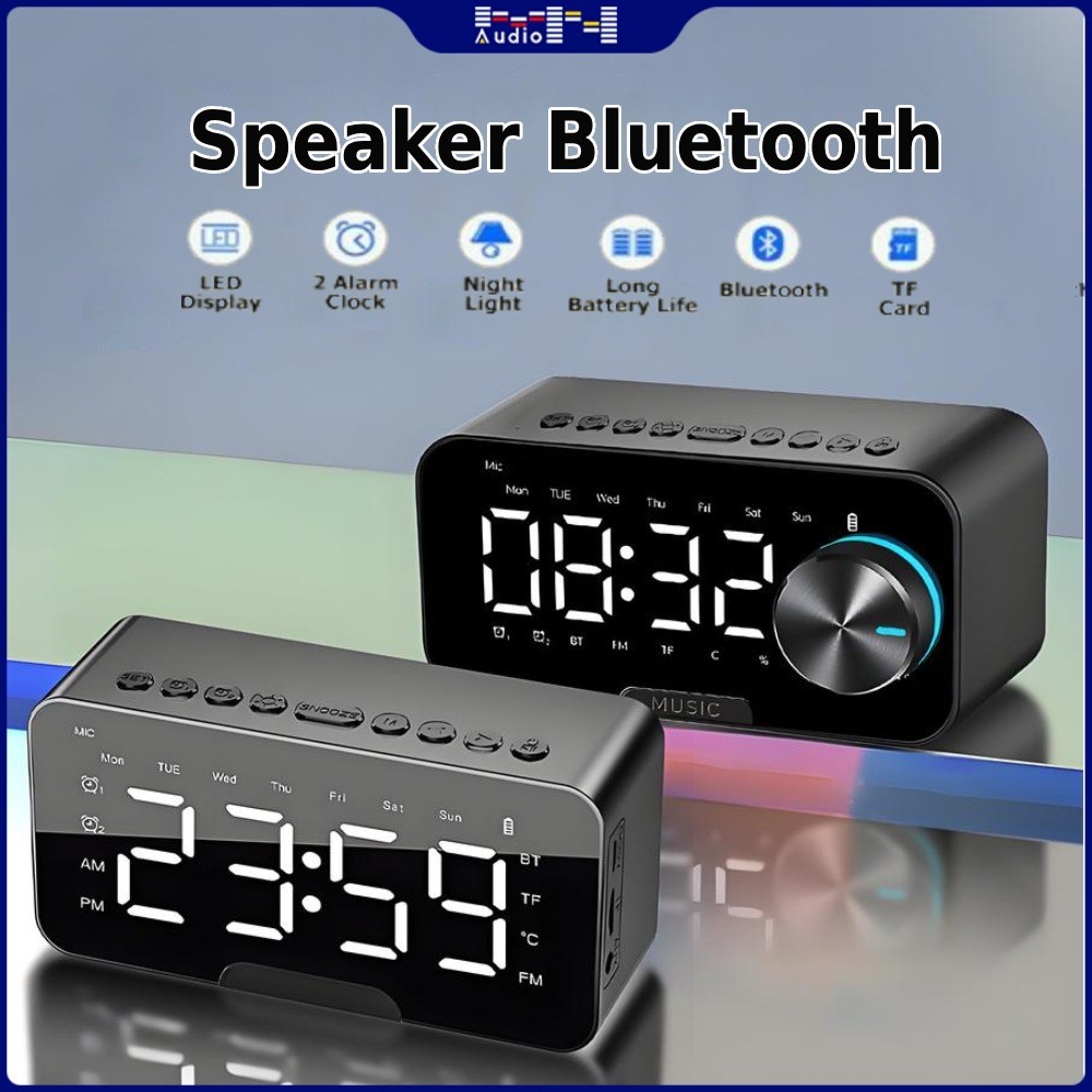 (COD) Speaker Bluetooth Portable Bass Audio Jam Alarm Clock LED Display Spiker Bluetooth Musik Box B