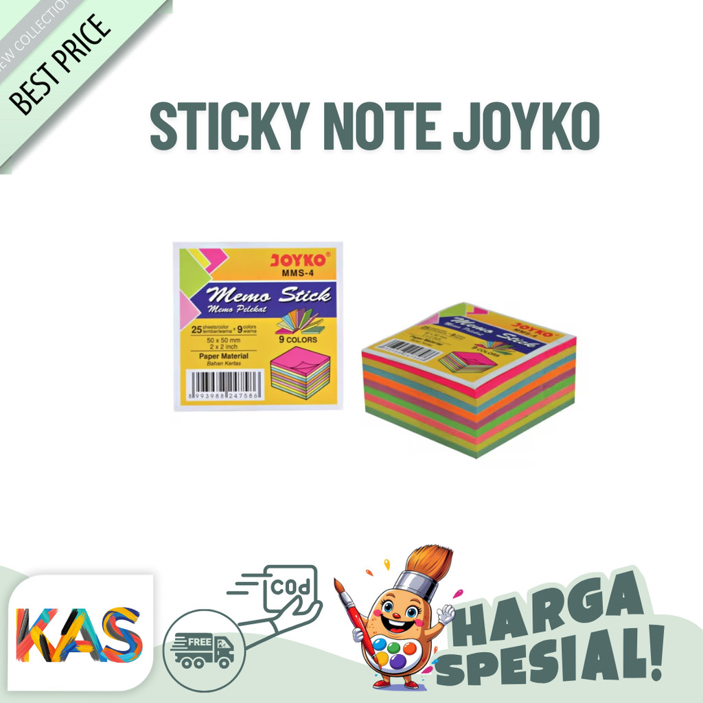 

Memo Stick / Sticky Note Joyko MMS-4 Kecil Isi 9 Warna 50 x 50 mm - Pak (225 lembar)