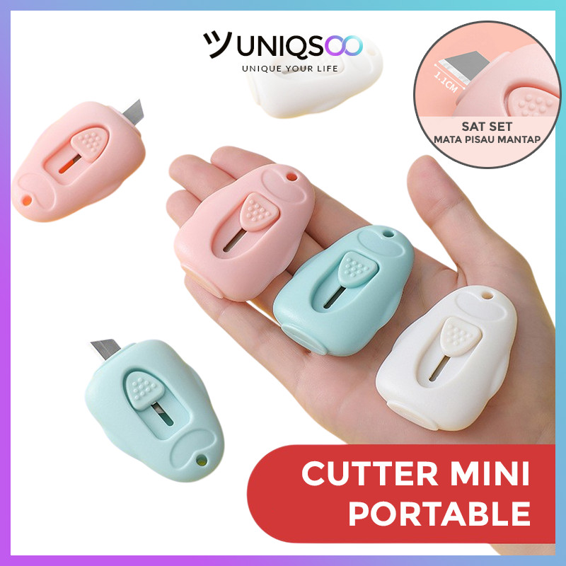 

UNIQSOO Cutter Mini Aesthetic Portable Pisau Kecil Pemotong Kertas Lakban Paket Serbaguna