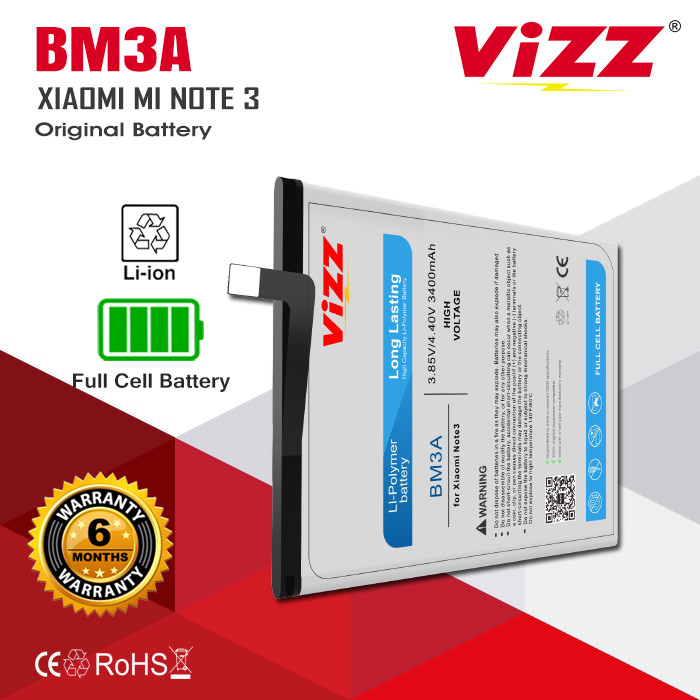 Vizz Baterai Xiaomi Mi Note 3 BM3A Original
