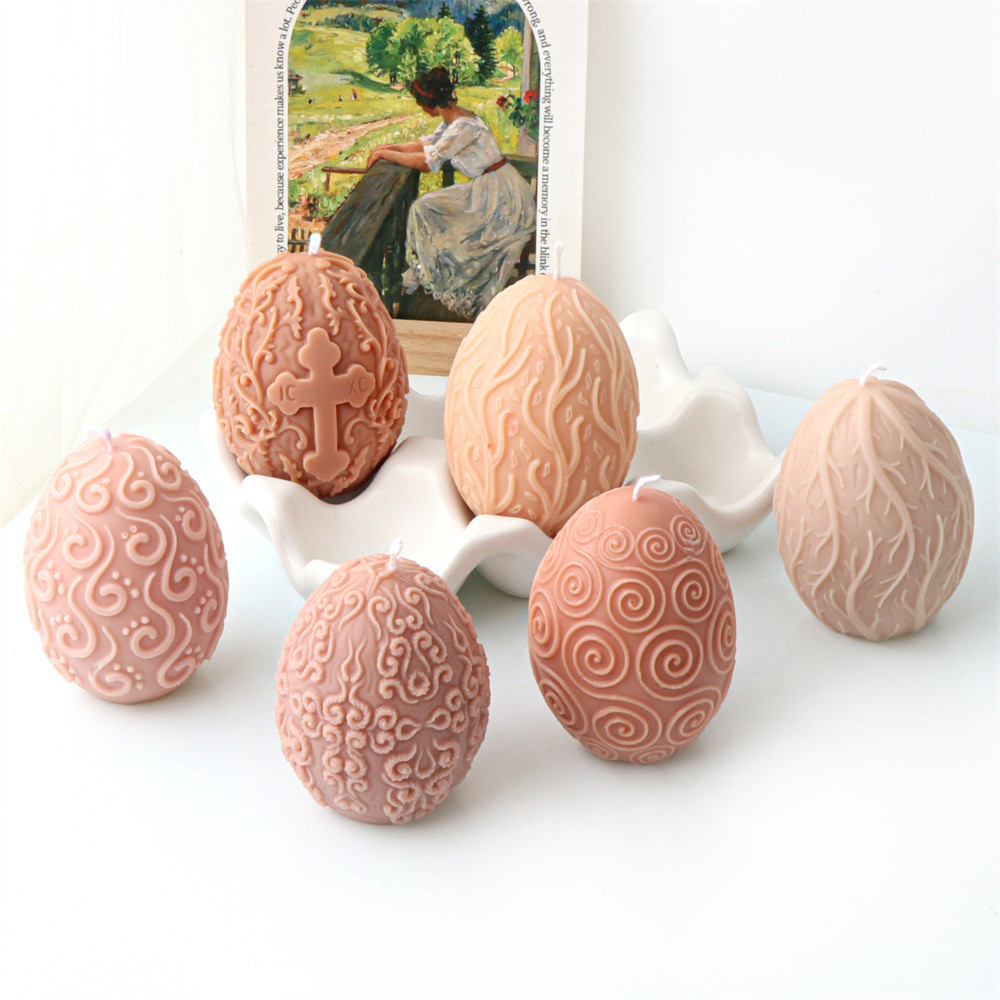 

New Easter Egg Candle Silicone Mold DIY Handmade Cross Patterned Eggs Aromatherapy Candle Plaster Resin Mould Easter Decor Gifts