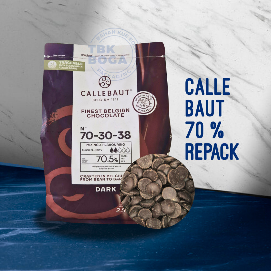 

( Repack ) Callebaut Dark 70 % ( 250, 500 gr ) 70-30-38 Callets Couverture Coklat Chip Coin
