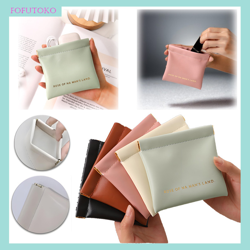 Dompet Kecil Penutup Otomatis Maget / Pouch Mini Dompet Solid Color / Tas Penyimpanan Lipstick Kosme