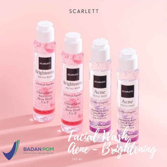 facial wash scarlett acne brightening by felycia angelista vitamen c lemon tea tree vitamin e 100 ml