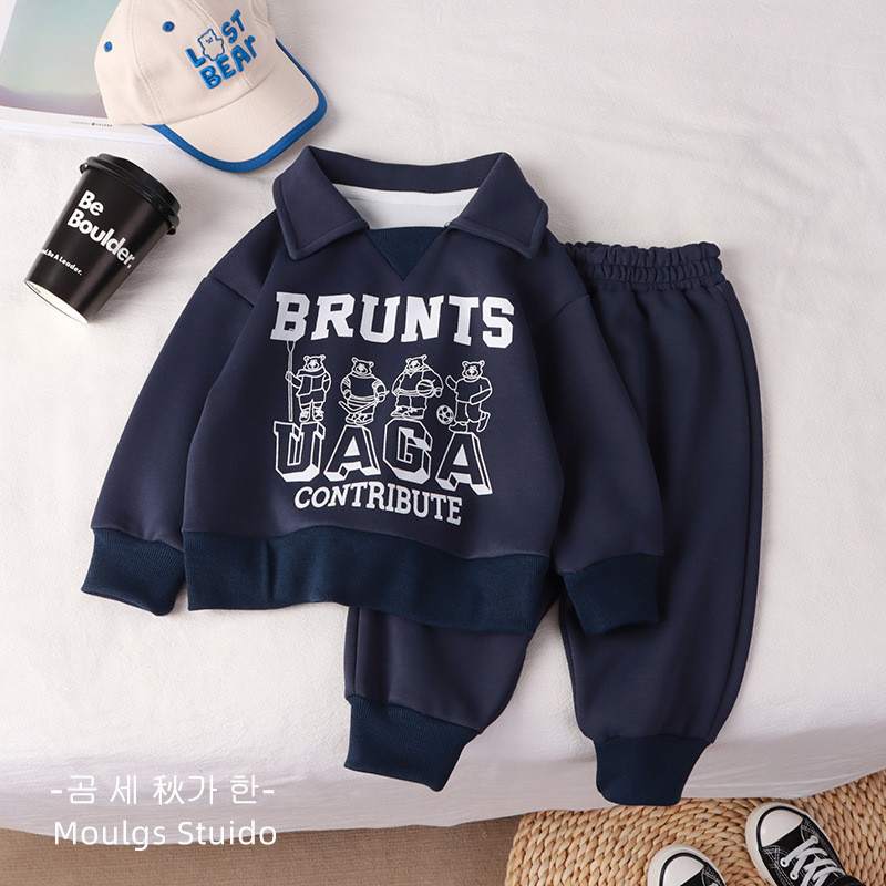 Children Clothes Sets Autumn Winter Polo Sweatshirt+Pants Sport Suits for Kids Boys Girls Warm Track