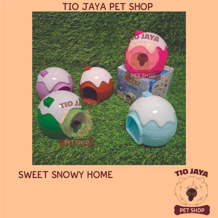 SWEET HAMSTER SNOWY HOME RUMAH HAMSTER DENGAN HIASAN ATAP SALJU
