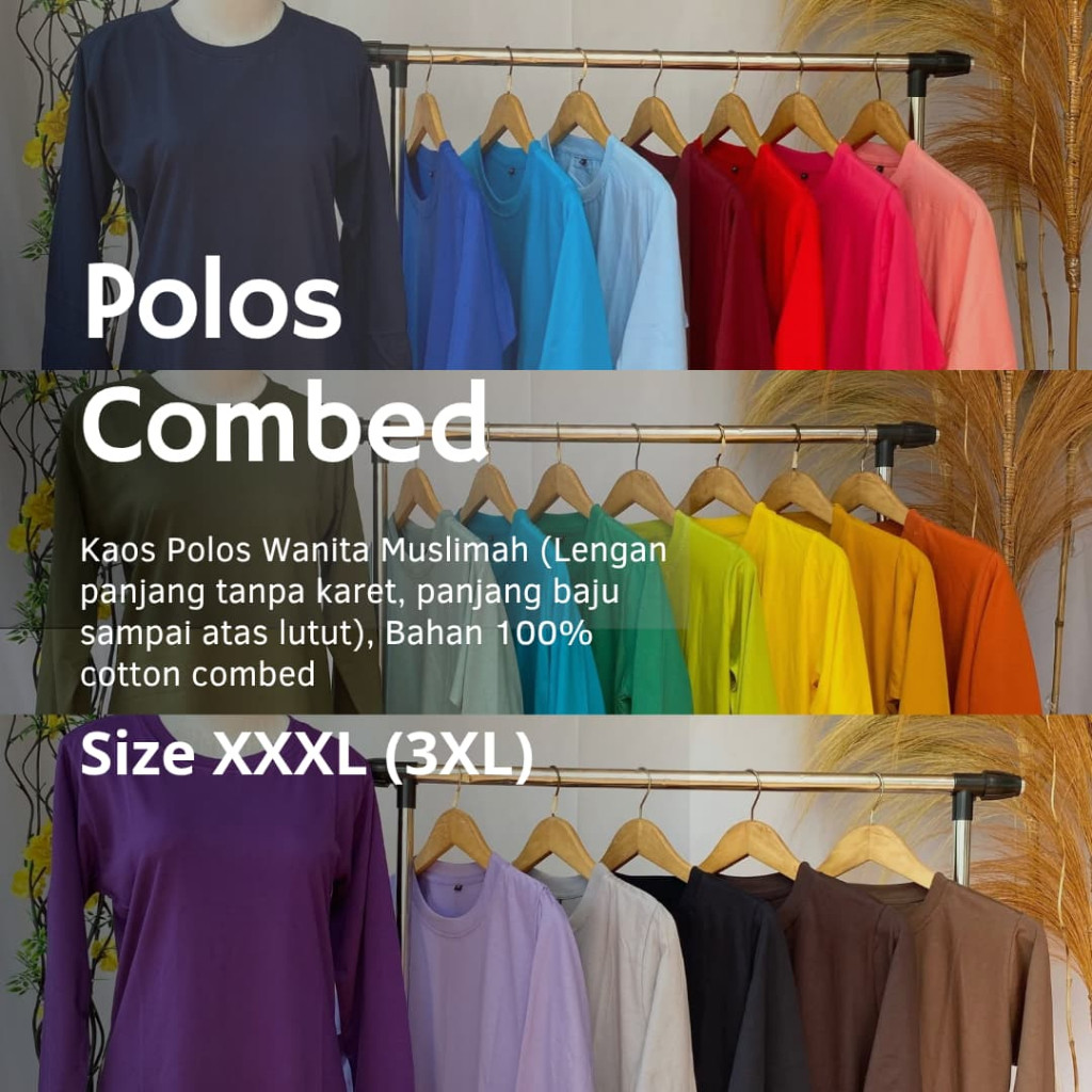 BIG SIZE XXXL Kaos Polos Muslimah Hijabers Jumbo Tunik