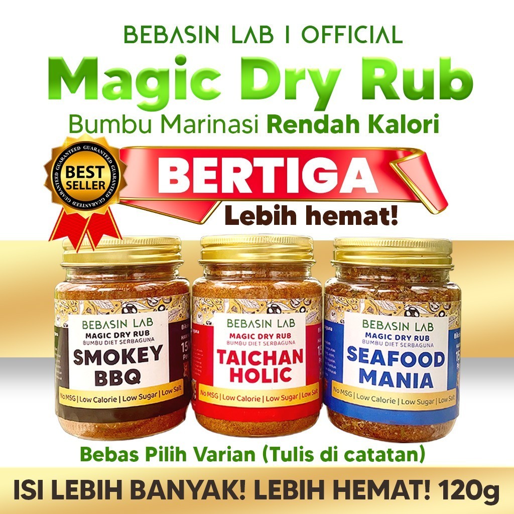 

MAGIC DRY RUB - PAKET HEMAT BERTIGA (3) | Bumbu Diet | Bumbu Instan | Dry Rub Bumbu Marinasi Ayam & Daging Diet | Bumbu Dapur Bubuk Lengkap Tanpa MSG & Pengawet | Rendah Kalori