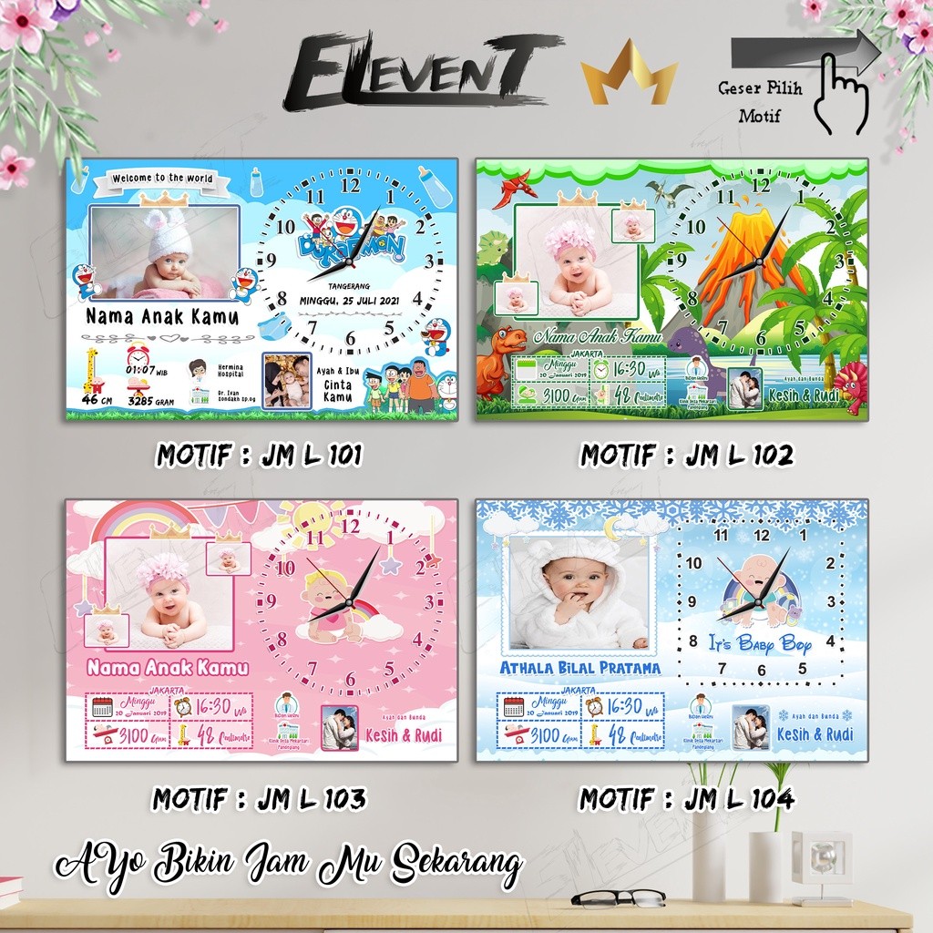 Kado Ulang Tahun Jam Dinding Kayu 30x45cm Foto Custom Hadiah Pernikahan Wedding Birthday Graduation 