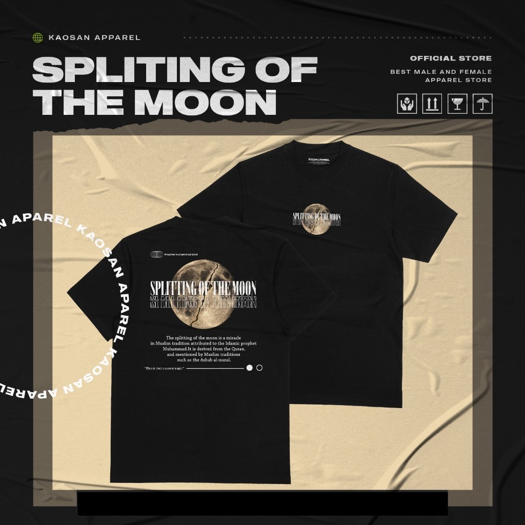 Kaos Muslim "The Spliting Of The Moon" -Kaos Muslim/Kaos Dakwah/Kaos Islami/Baju Islami/Baju Dakwah/