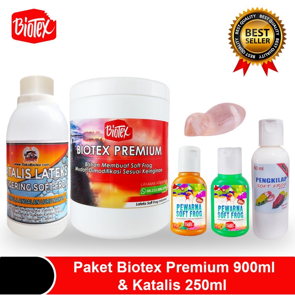 

Biotex Paket Lateks Premium 900 ML dan Katalis Kerajinan Umpan Pancing Buatan