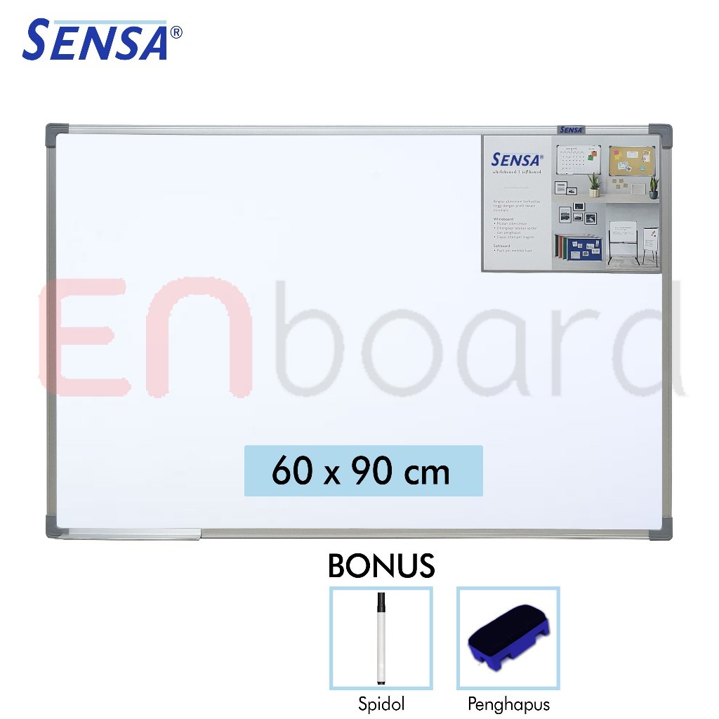 

Papan Tulis Whiteboard / White Board Gantung Single Face Sensa 60 x 90 cm