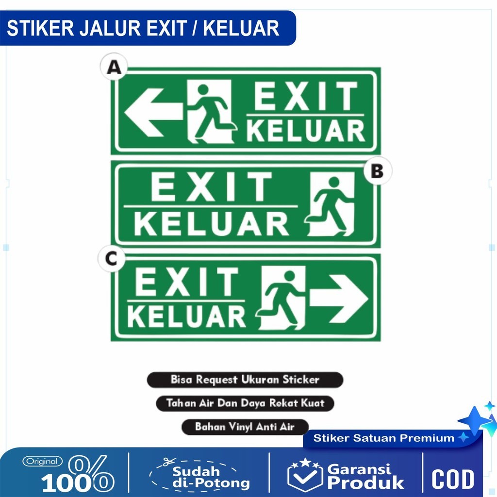 

Stiker Exit / Sticker Jalur Exit / Stiker Keluar / Sticker Jalur Keluar / Sticker Emergency