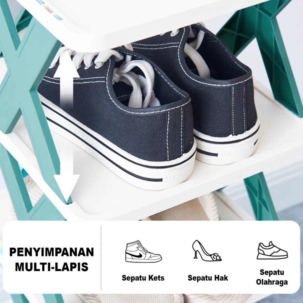 Unik Rak Sepatu Susun Bahan Plastik Tebal Tempat Sepatu Susun 4/5/6 Rak Sepatu Portable