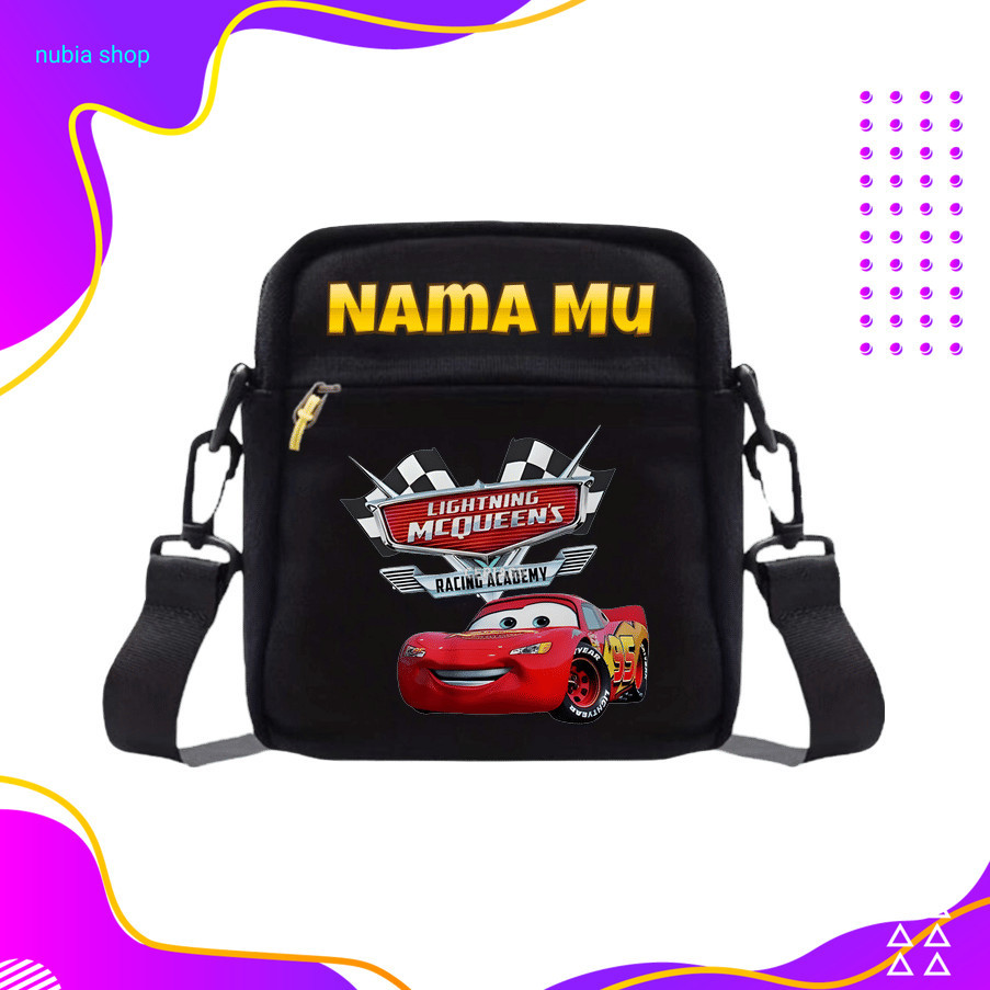 nubia Tas Selempang Mini McQueen – Mini Sling Bag Anak Laki-Laki Lucu Karakter Cars, Cocok untuk Mai