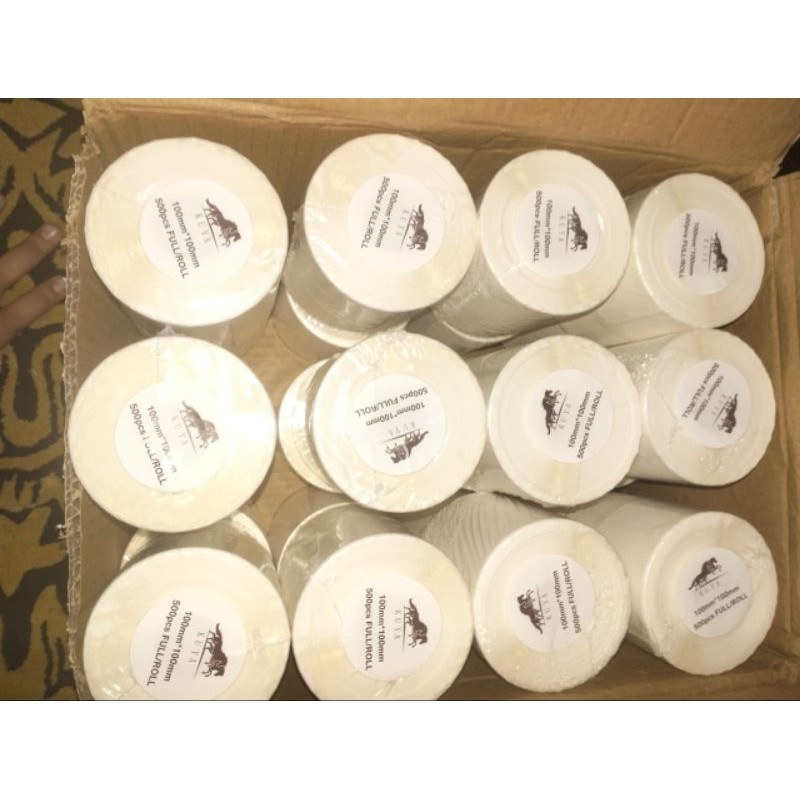 

1Dus (24Roll) Stiker Thermal 100X100 isi 500Pcs/Roll