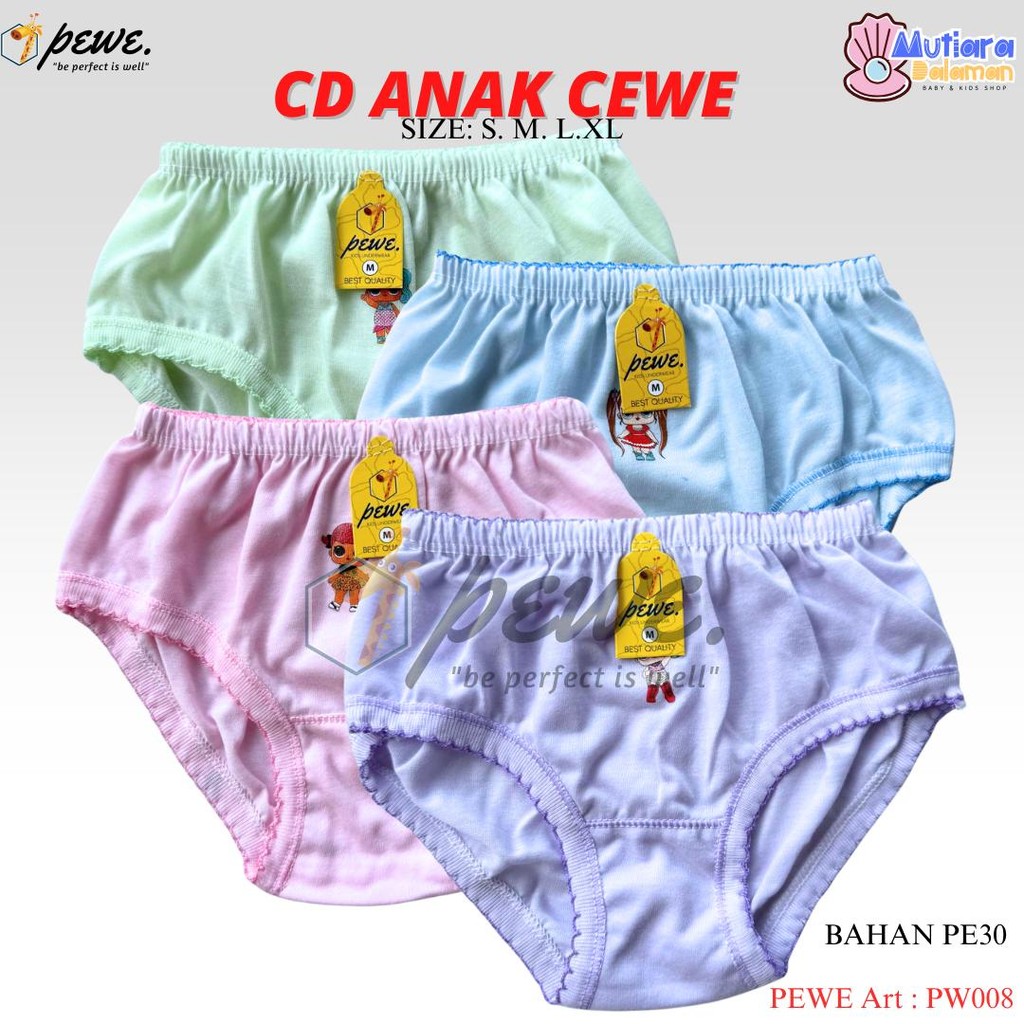 12 & 6 Pcs Celana Dalam Anak Cewek Perempuan 4-5 tahun / Sempak Anak Cewek warna warni / Celana Dala