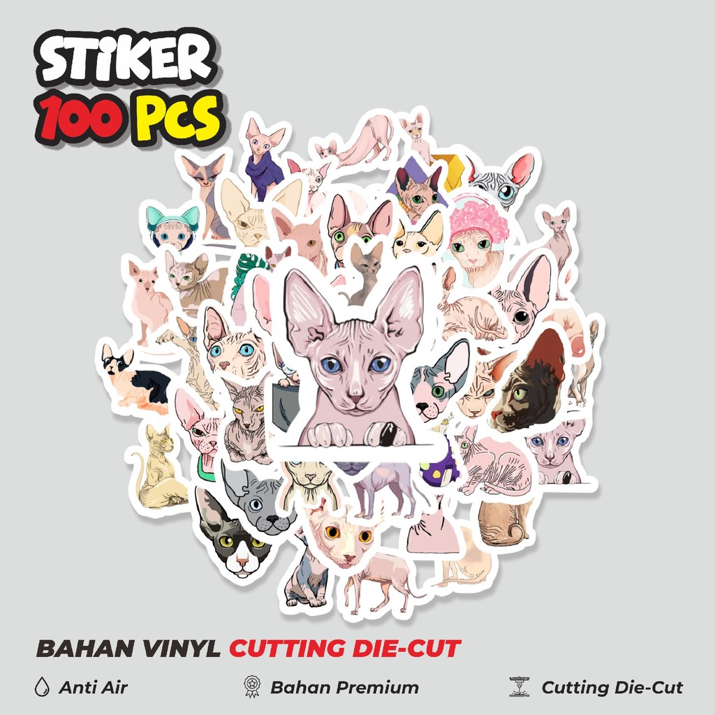 

Terbaru! 50 pcs Stiker Hewan Kucing Sphinx Dekorasi Lucu Kreatif untuk Notebook, Skateboard, HP