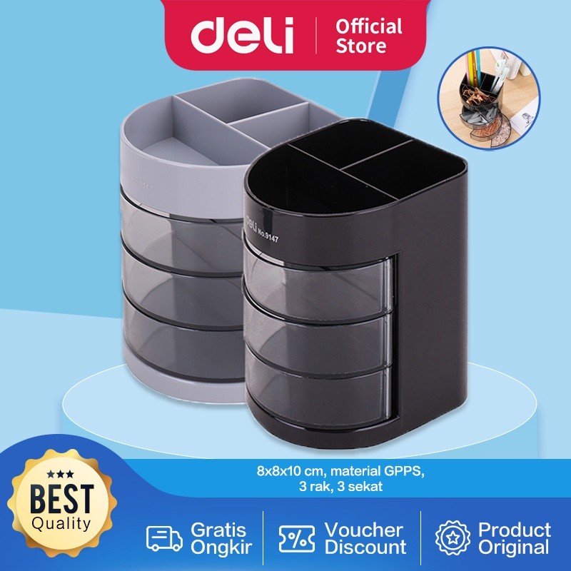 

Deli E9147 Desk Organizer Tempat Alat Tulis PS Desk Organizer 6 Comp.