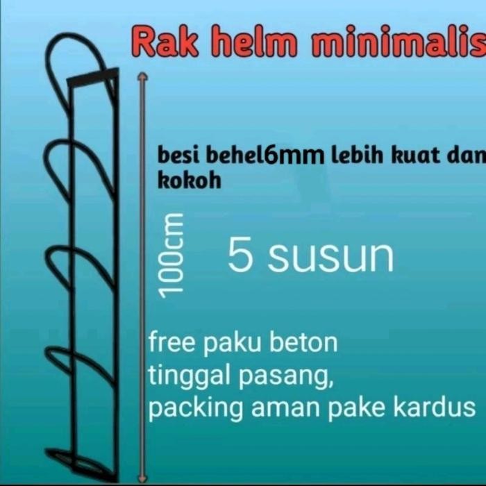 Gantungan Helm Dinding Rak Helm Rak Besi Gantung - 5 Susun
