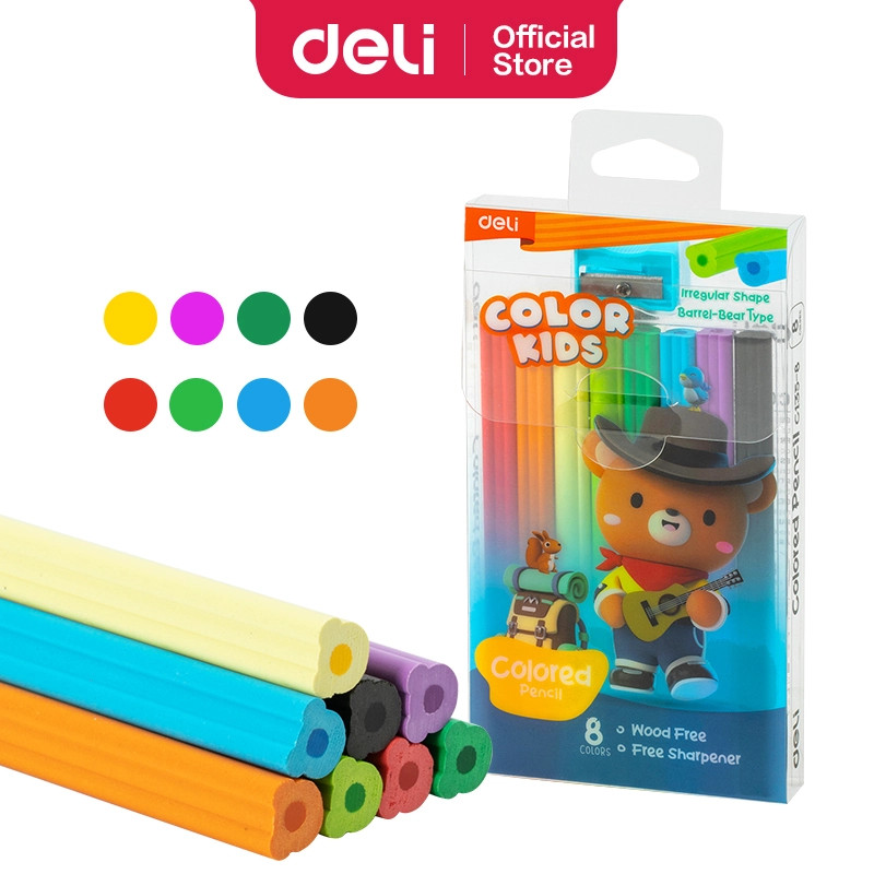 

Deli | Pensil Warna Bentuk Beruang + Rautan Color Kids | 8 Warna | EC135-8