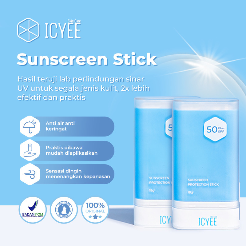 [BUNDLE 2 PCS] ICYEE Sunscreen Protection Stick SPF50 PA++ 18g | EASY APPLICATION & LIGHTWEIGHT | Hy