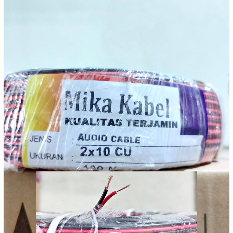 Kabel Serabut 2x10 MIKA / LIGERA 100 Meter SNI / Kabel Audio Serabut 1 Roll Tembaga Twin Round 100 M