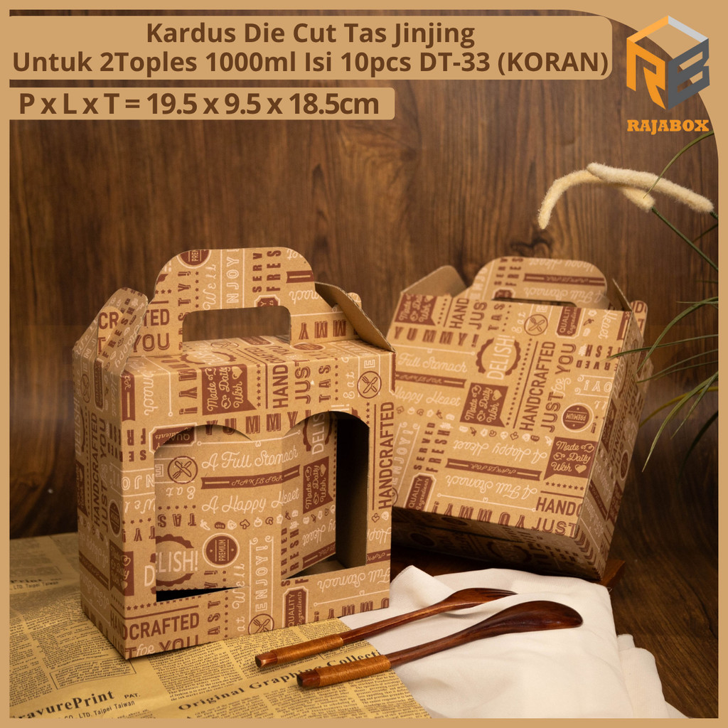 

DT-33 Kardus Die Cut Tas Jinjing Isi 2 Toples Jar (UKURAN TOPLES 9CM DAN TINGGI 17.5CM)