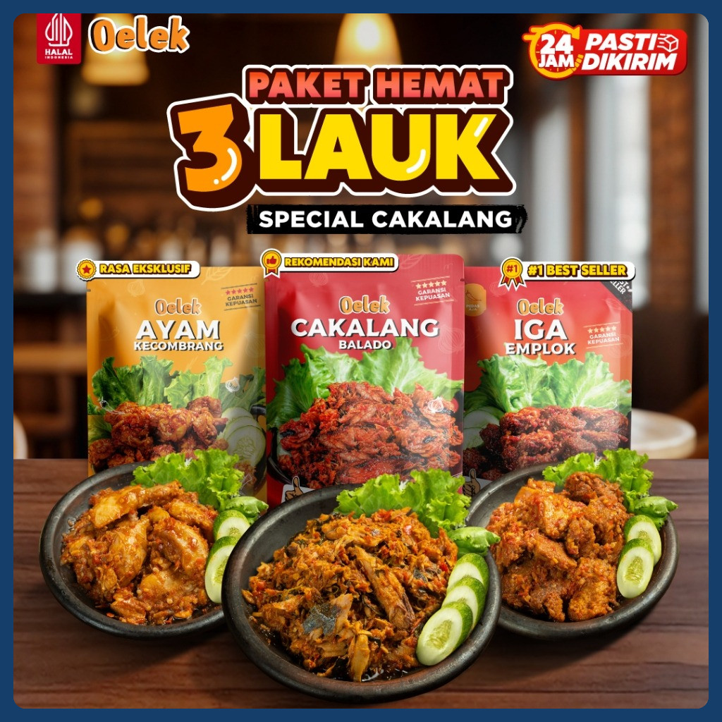 

Paket Hemat Special Cakalang / Ayam Kecombrang / Iga Emplok / Cakalang Balado / Ceker Emplok / Cumi Cabe Ijo / Cumi Jeletot /Lauk Siap Saji