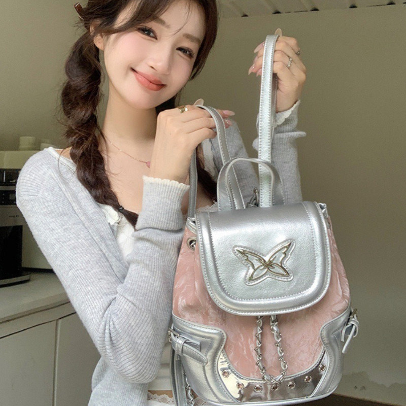 Tas Shoulder Bag Butterfly Tas Wanita Perak Lucu Perguruan Tingg Lucu Import Korea