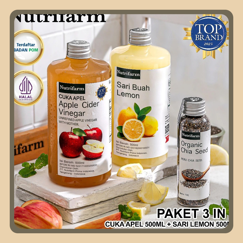 

Nutrifarm Paket Diet Cuka Apel 3 In 1 Cuka Apel Sari Lemon Chia Seed