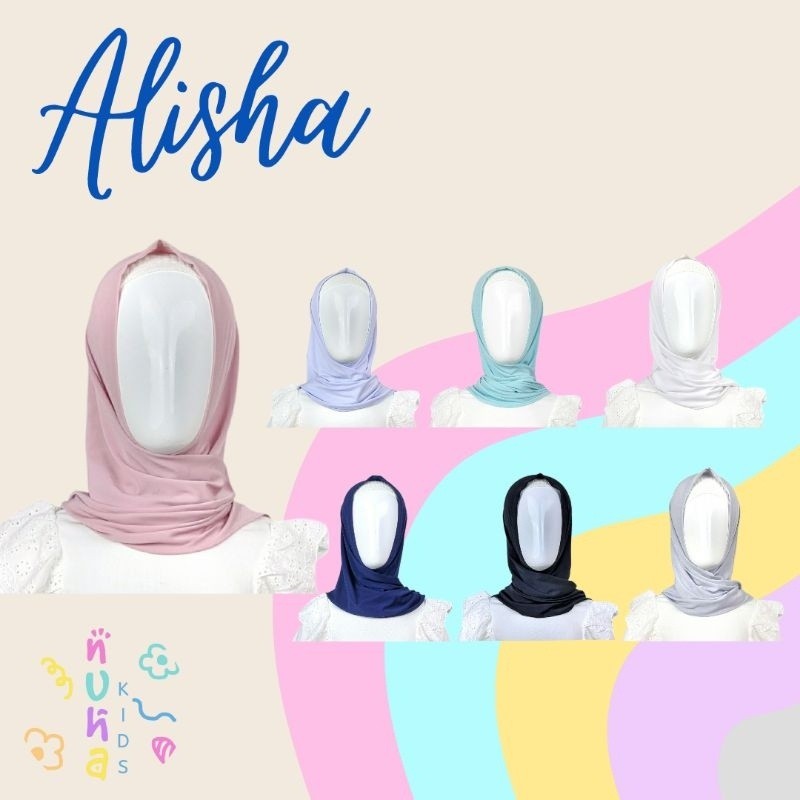 WADAindashopHijab Anak Instan Jersey Premium Bergo Jilbab 6 7 8 tahun Alisha Nuha Kids