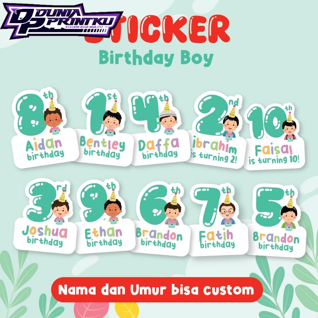 

Sticker Ulang Tahun Anak Boy Series Laki-laki Umur Custom Sticker Bento Birthday Sticker Anak souvenir
