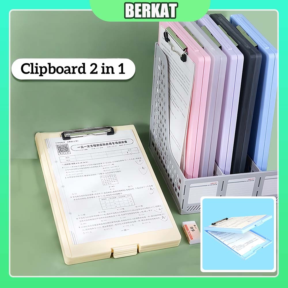 

A4 2IN 1 Clipboard + Storage Alas Papan Ujian / A4 Clipboard Papan Ujian / Clip Board A4 / Clipboard 2 in 1 / Papan Jalan 2in1